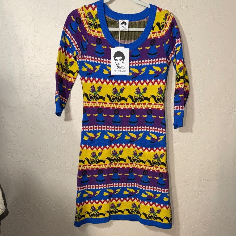 Betsey Johnson Vintage Punk Reissue Fair Isle Knit Dress NWT